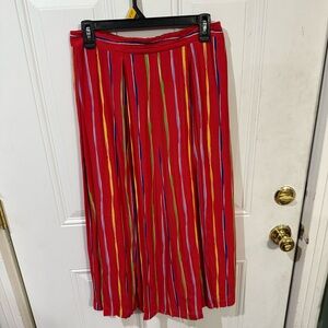 Gianni Red Yellow Pleated Midi Skirt for Night Out Vintage